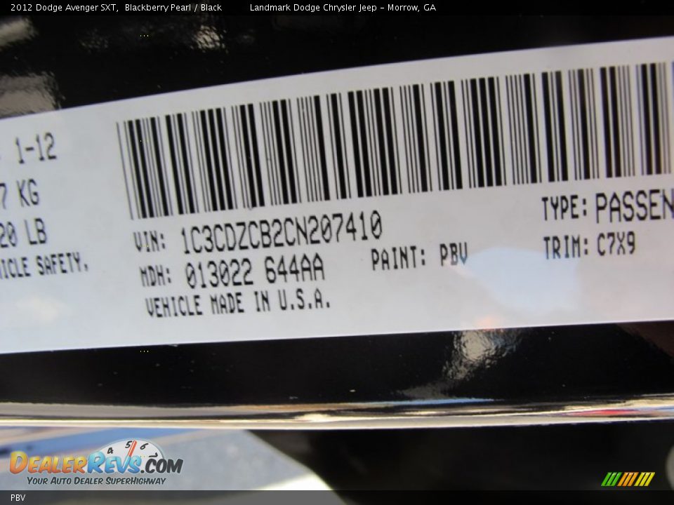 Dodge Color Code PBV Blackberry Pearl