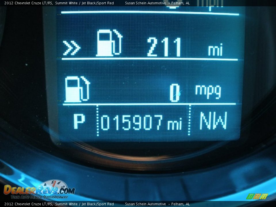 2012 Chevrolet Cruze LT/RS Summit White / Jet Black/Sport Red Photo #24