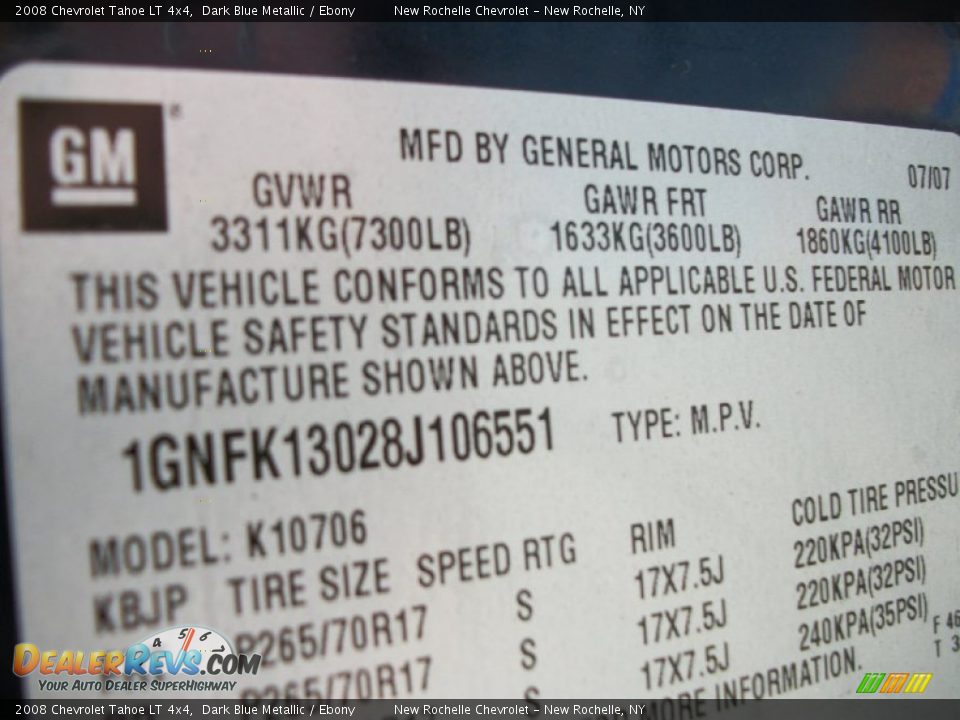 2008 Chevrolet Tahoe LT 4x4 Dark Blue Metallic / Ebony Photo #18