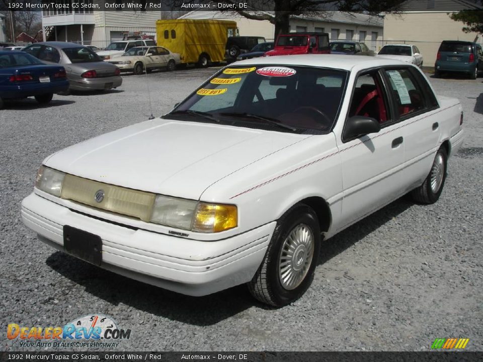 1992 Mercury Topaz GS Sedan Oxford White / Red Photo #1