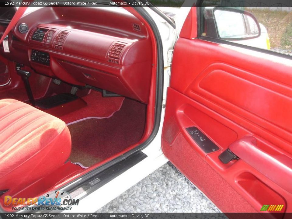 1992 Mercury Topaz GS Sedan Oxford White / Red Photo #10