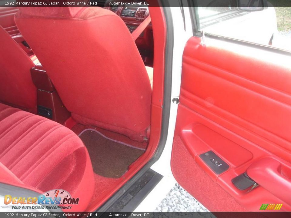 1992 Mercury Topaz GS Sedan Oxford White / Red Photo #12