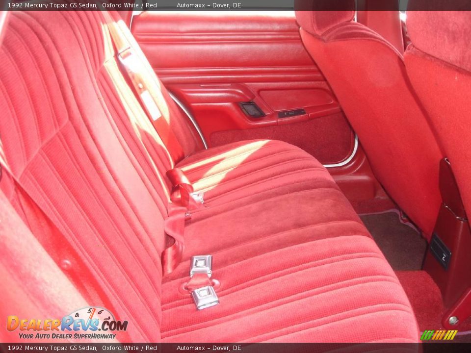 1992 Mercury Topaz GS Sedan Oxford White / Red Photo #13