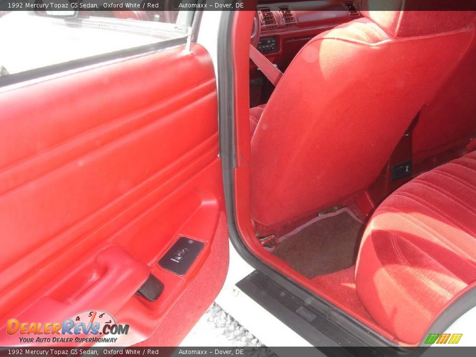 1992 Mercury Topaz GS Sedan Oxford White / Red Photo #14