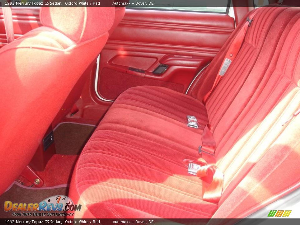 1992 Mercury Topaz GS Sedan Oxford White / Red Photo #15