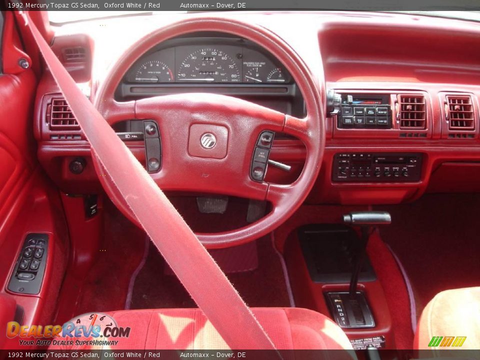 1992 Mercury Topaz GS Sedan Oxford White / Red Photo #16