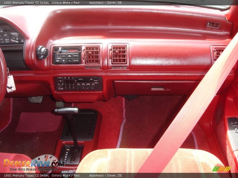 1992 Mercury Topaz GS Sedan Oxford White / Red Photo #17