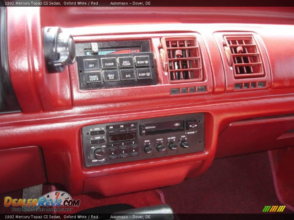 1992 Mercury Topaz GS Sedan Oxford White / Red Photo #21