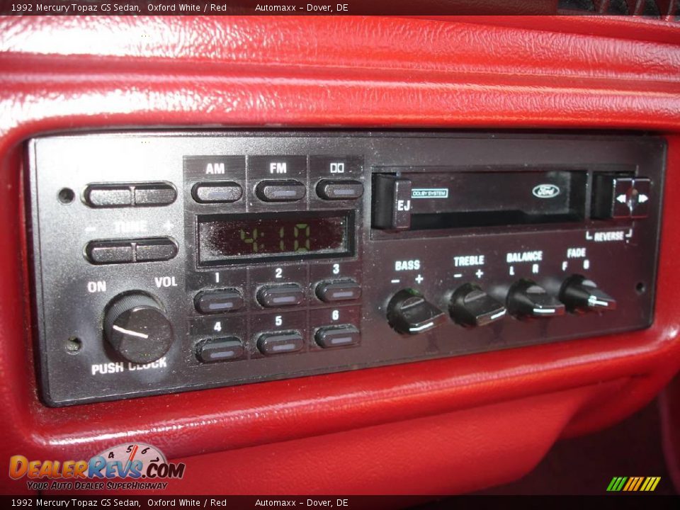 1992 Mercury Topaz GS Sedan Oxford White / Red Photo #23