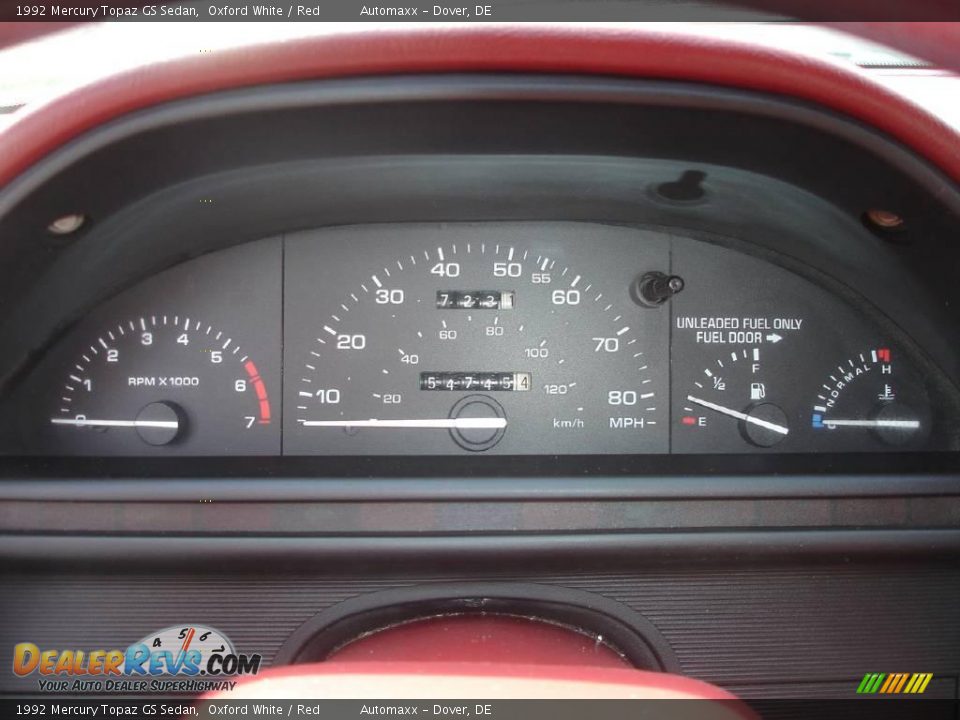 1992 Mercury Topaz GS Sedan Oxford White / Red Photo #24