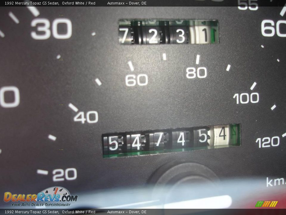 1992 Mercury Topaz GS Sedan Oxford White / Red Photo #25