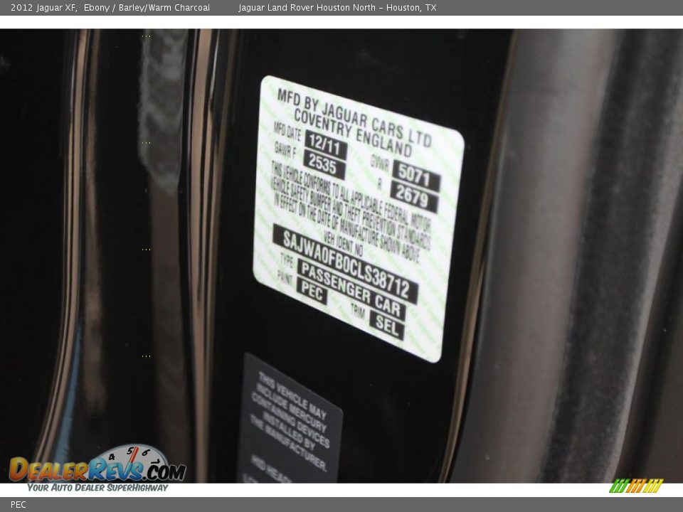 Jaguar Color Code PEC Ebony