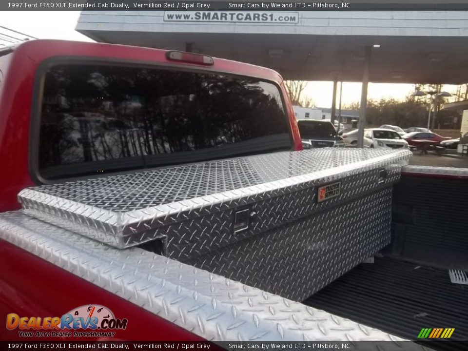 1997 Ford F350 XLT Extended Cab Dually Vermillion Red / Opal Grey Photo #11
