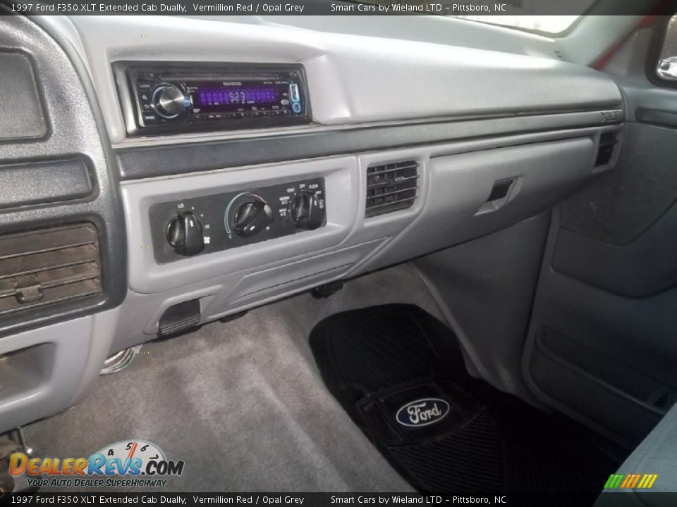1997 Ford F350 XLT Extended Cab Dually Vermillion Red / Opal Grey Photo #17