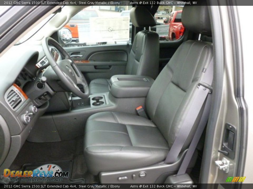 Ebony Interior - 2012 GMC Sierra 1500 SLT Extended Cab 4x4 Photo #15