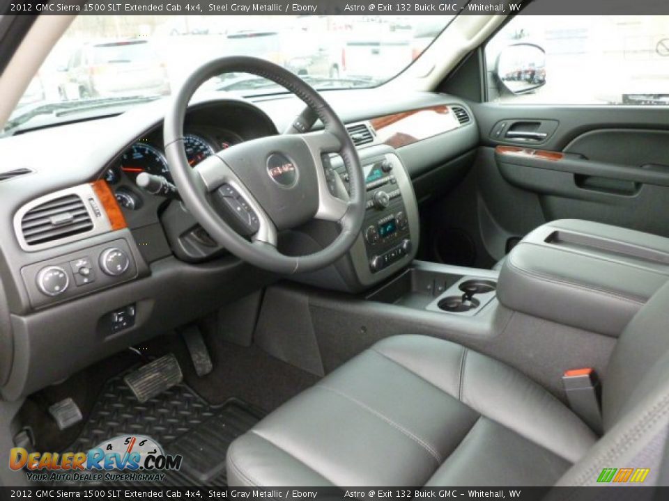 Ebony Interior - 2012 GMC Sierra 1500 SLT Extended Cab 4x4 Photo #16