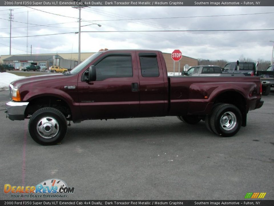 Dark Toreador Red Metallic 2000 Ford F350 Super Duty XLT Extended Cab 4x4 Dually Photo #3