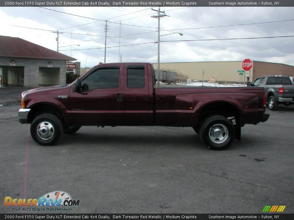 2000 Ford F350 Super Duty XLT Extended Cab 4x4 Dually Dark Toreador Red Metallic / Medium Graphite Photo #4