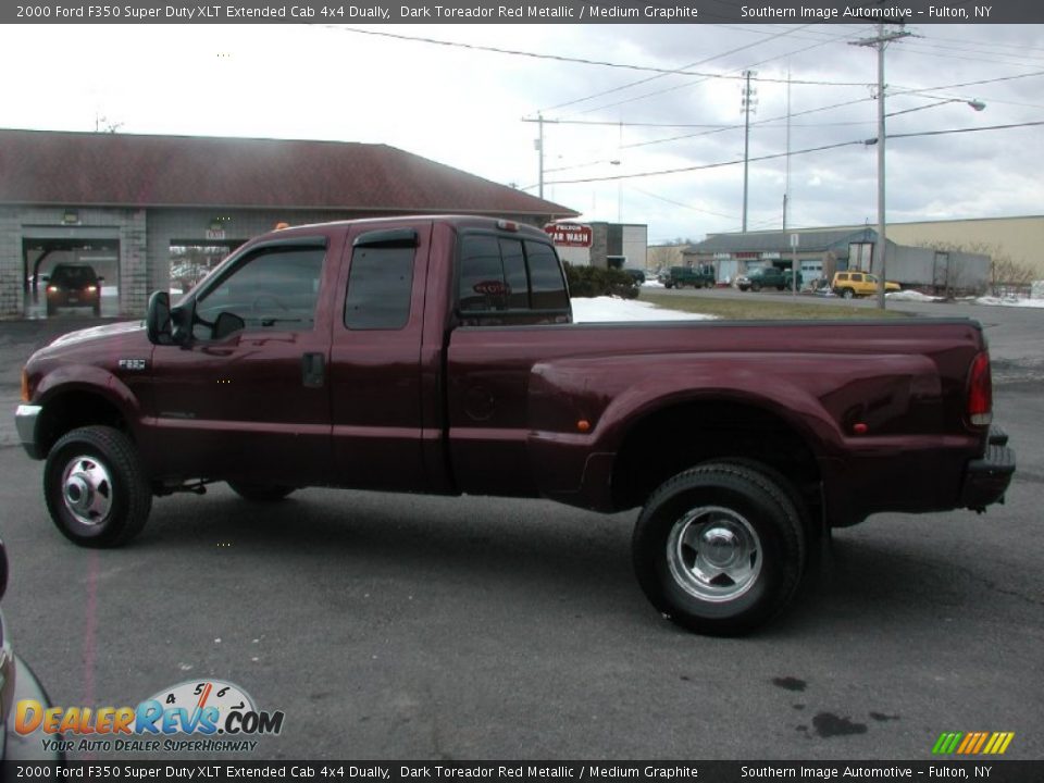 2000 Ford F350 Super Duty XLT Extended Cab 4x4 Dually Dark Toreador Red Metallic / Medium Graphite Photo #5