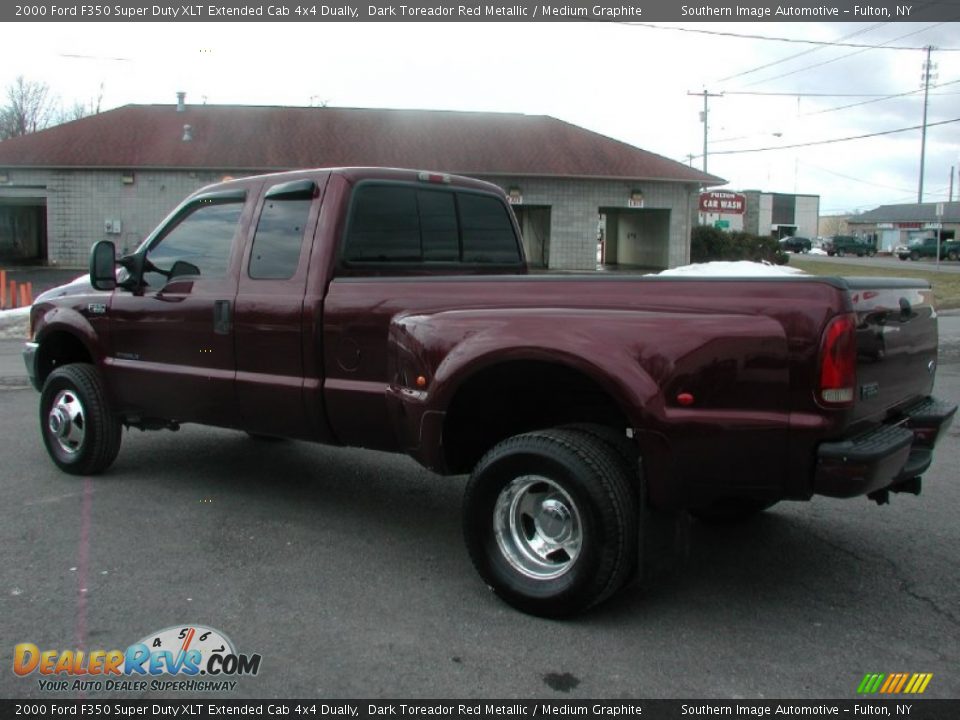 2000 Ford F350 Super Duty XLT Extended Cab 4x4 Dually Dark Toreador Red Metallic / Medium Graphite Photo #6