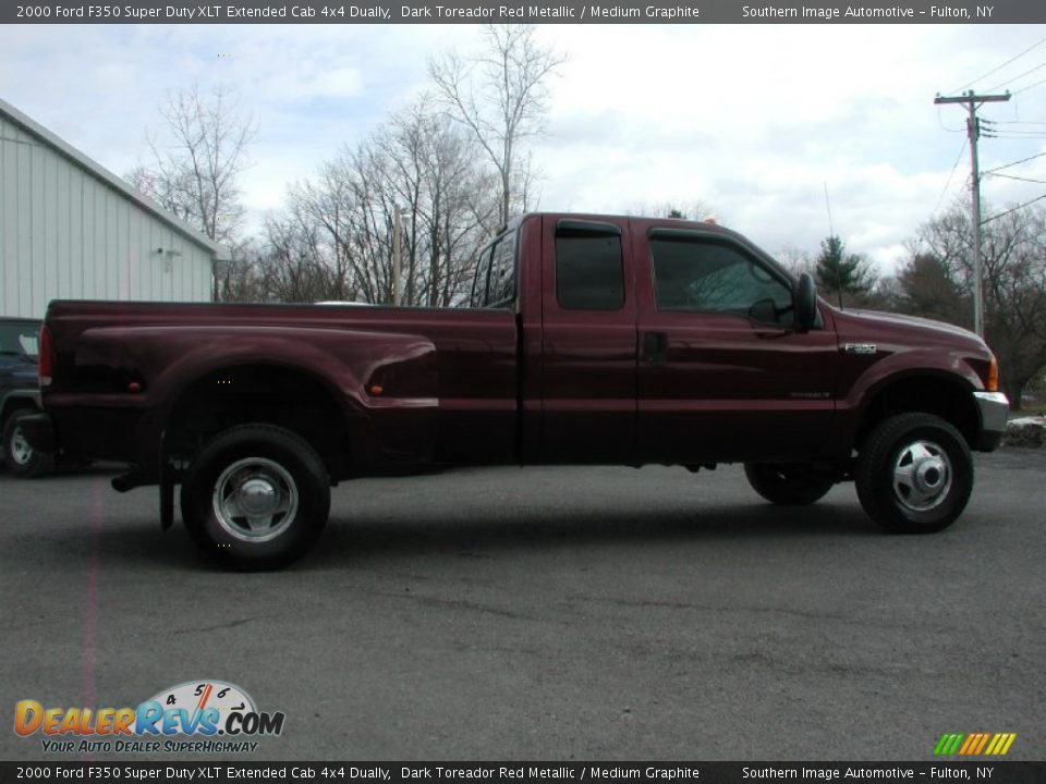 2000 Ford F350 Super Duty XLT Extended Cab 4x4 Dually Dark Toreador Red Metallic / Medium Graphite Photo #13