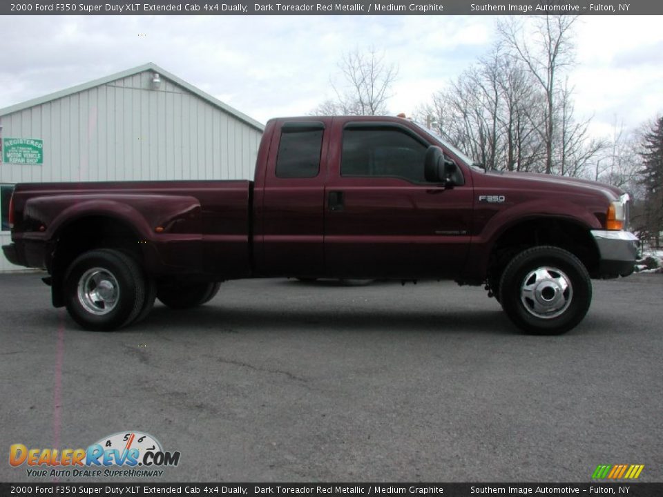 2000 Ford F350 Super Duty XLT Extended Cab 4x4 Dually Dark Toreador Red Metallic / Medium Graphite Photo #14
