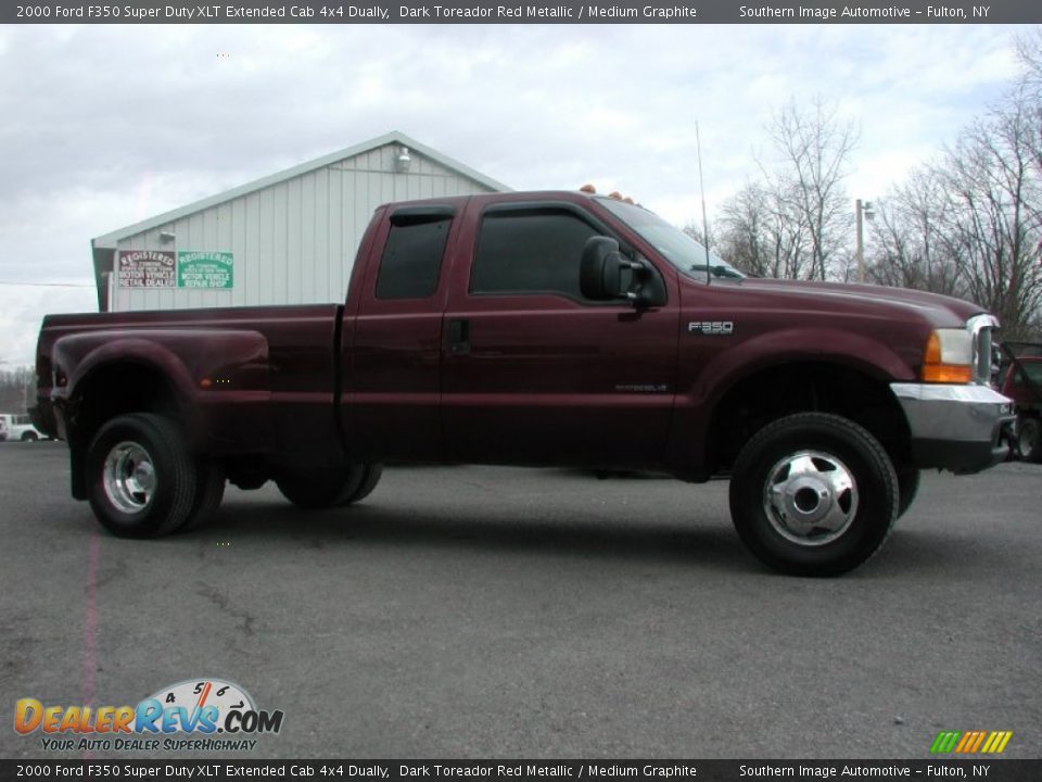 2000 Ford F350 Super Duty XLT Extended Cab 4x4 Dually Dark Toreador Red Metallic / Medium Graphite Photo #15