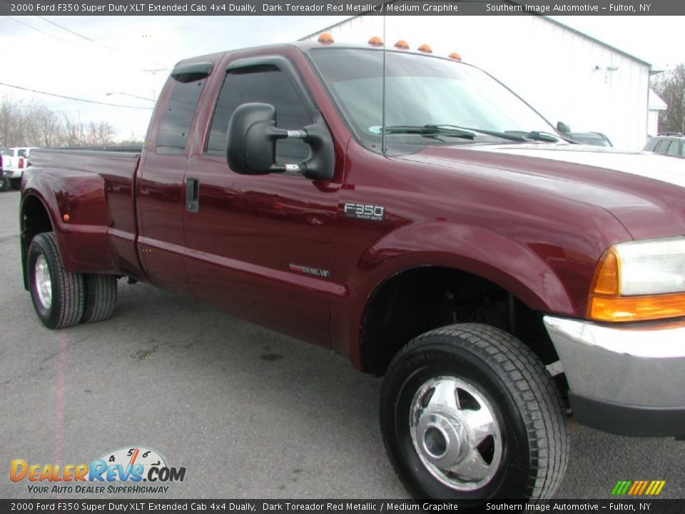 2000 Ford F350 Super Duty XLT Extended Cab 4x4 Dually Dark Toreador Red Metallic / Medium Graphite Photo #17