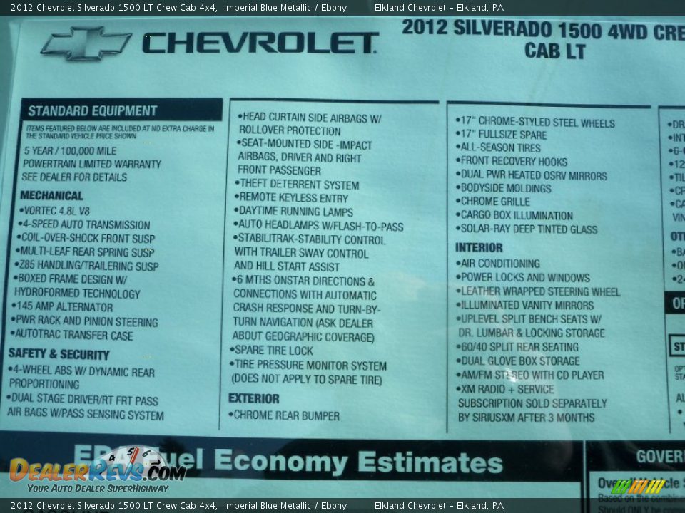 2012 Chevrolet Silverado 1500 LT Crew Cab 4x4 Imperial Blue Metallic / Ebony Photo #36