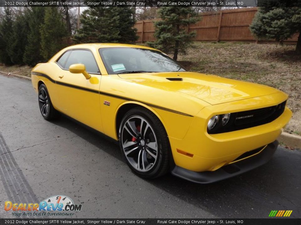 Front 3/4 View of 2012 Dodge Challenger SRT8 Yellow Jacket Photo #2