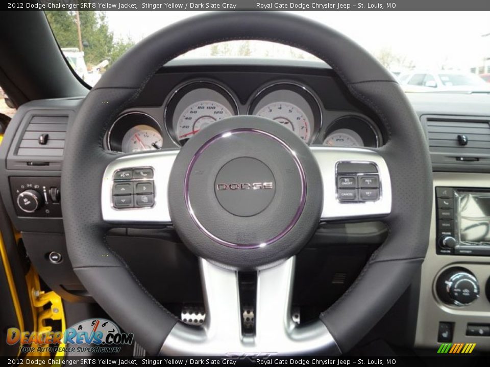 2012 Dodge Challenger SRT8 Yellow Jacket Steering Wheel Photo #11
