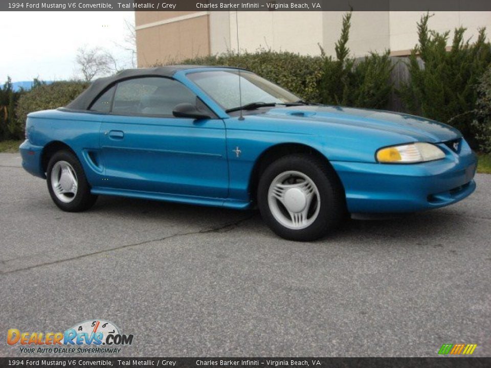 Teal Metallic 1994 Ford Mustang V6 Convertible Photo #2