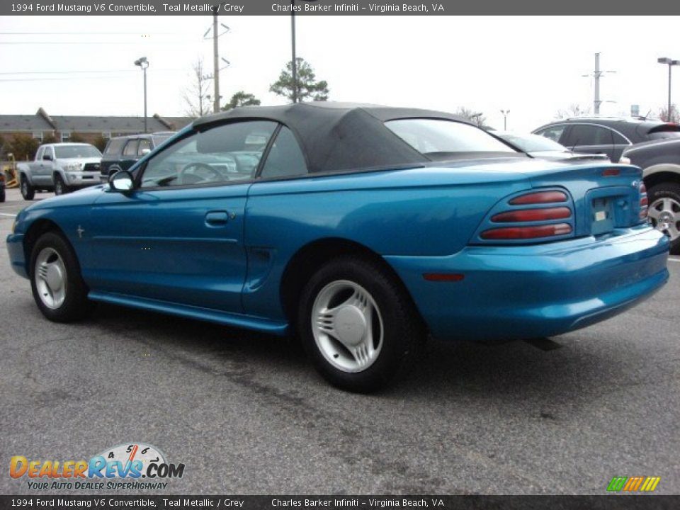 1994 Ford Mustang V6 Convertible Teal Metallic / Grey Photo #5