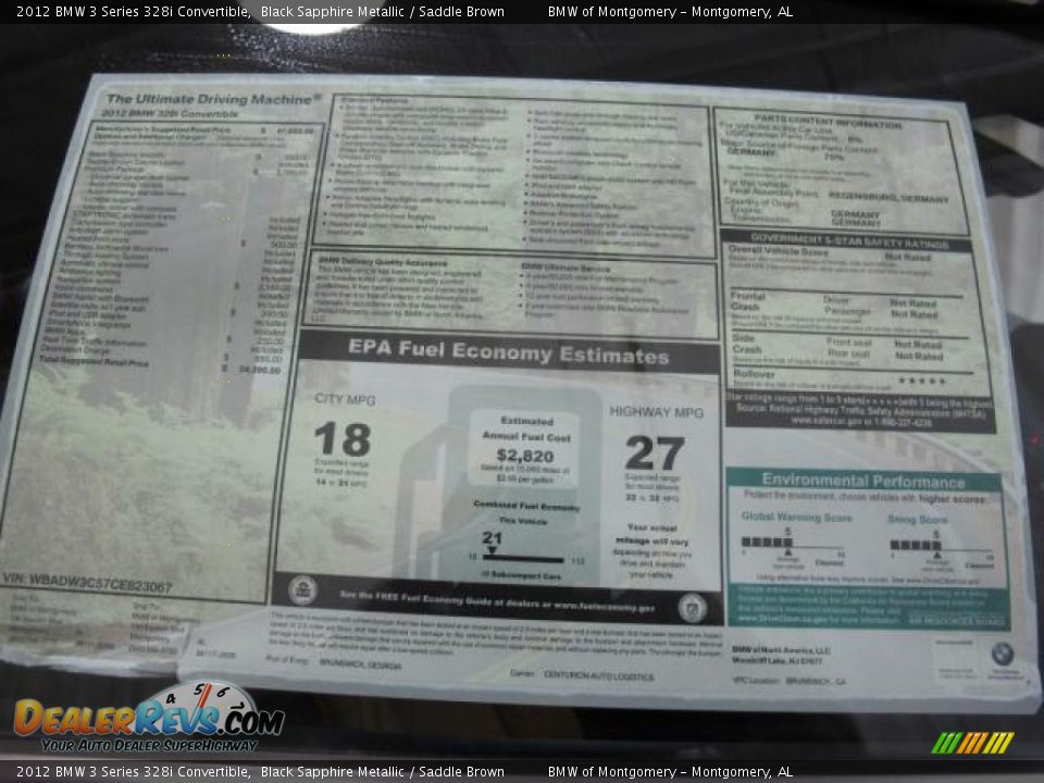 2012 BMW 3 Series 328i Convertible Black Sapphire Metallic / Saddle Brown Photo #12