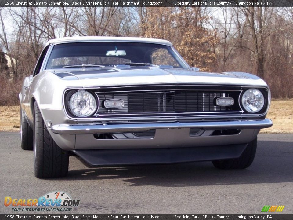 1968 Chevrolet Camaro Convertible Blade Silver Metallic / Pearl Parchment Houndstooth Photo #11