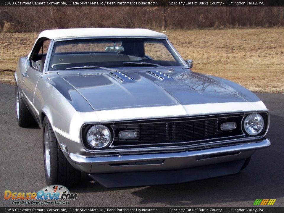 1968 Chevrolet Camaro Convertible Blade Silver Metallic / Pearl Parchment Houndstooth Photo #12