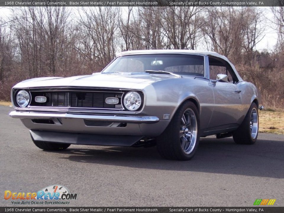 1968 Chevrolet Camaro Convertible Blade Silver Metallic / Pearl Parchment Houndstooth Photo #13