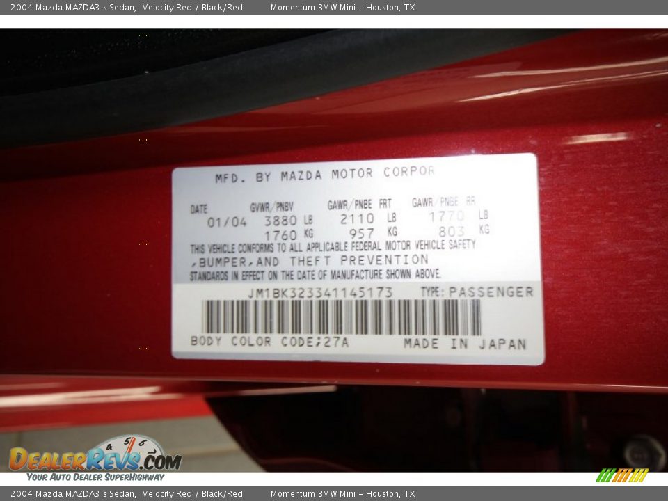 2004 Mazda MAZDA3 s Sedan Velocity Red / Black/Red Photo #10