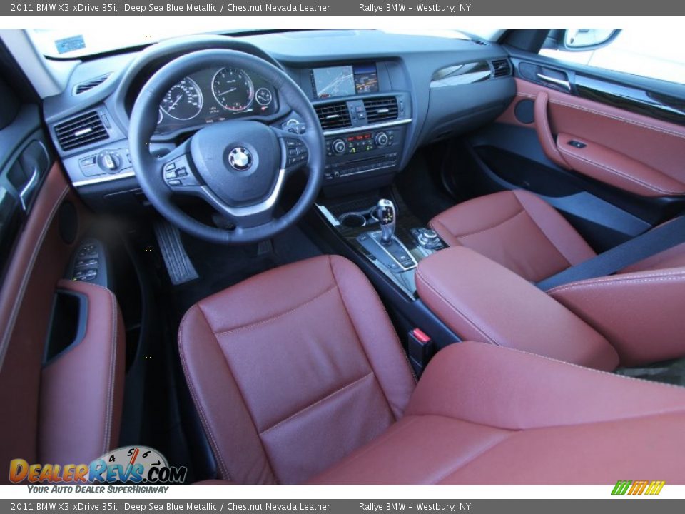2011 BMW X3 xDrive 35i Deep Sea Blue Metallic / Chestnut Nevada Leather Photo #13