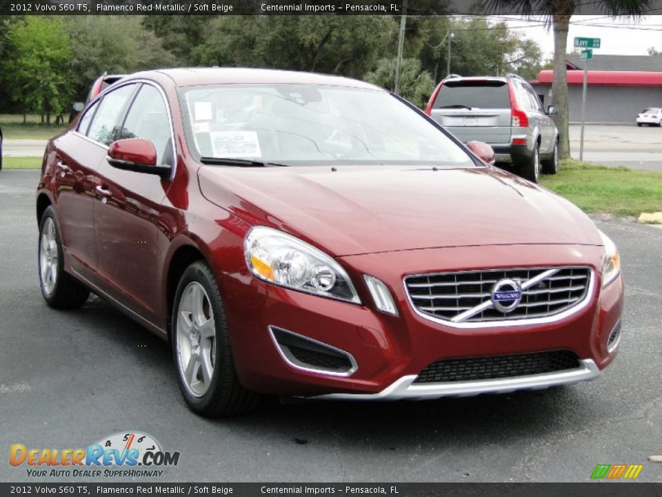 2012 Volvo S60 T5 Flamenco Red Metallic / Soft Beige Photo #3