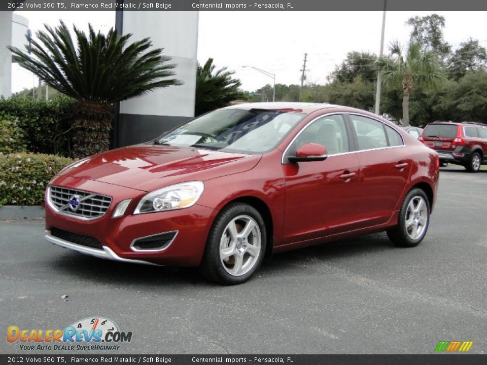 2012 Volvo S60 T5 Flamenco Red Metallic / Soft Beige Photo #5