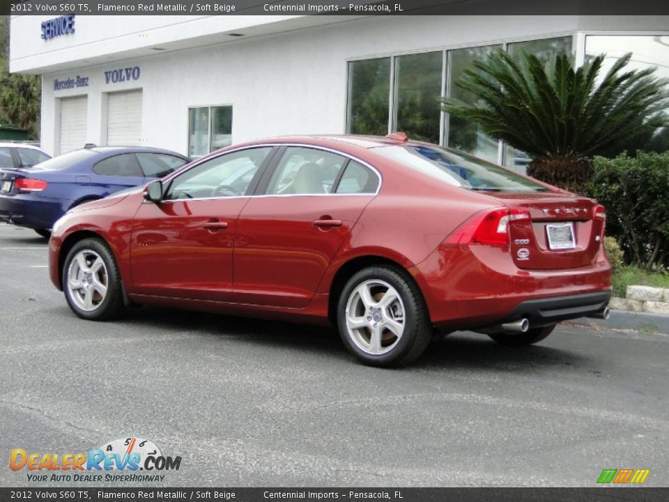 2012 Volvo S60 T5 Flamenco Red Metallic / Soft Beige Photo #7
