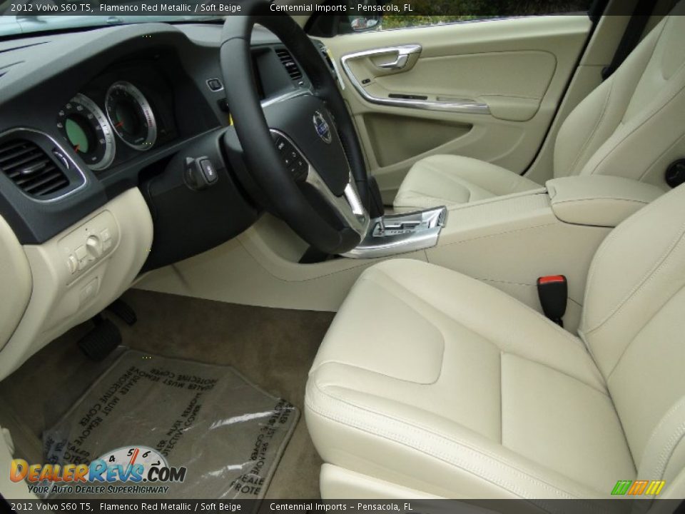 2012 Volvo S60 T5 Flamenco Red Metallic / Soft Beige Photo #12