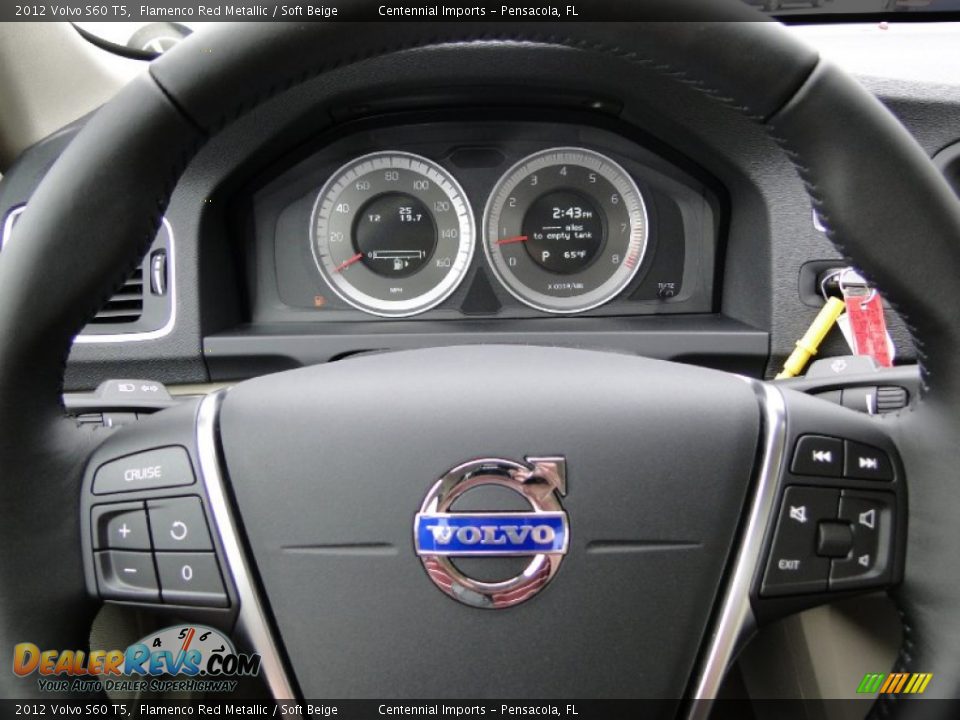 2012 Volvo S60 T5 Flamenco Red Metallic / Soft Beige Photo #16