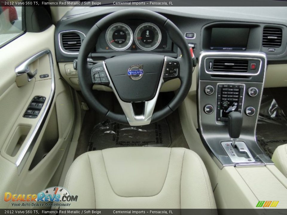 2012 Volvo S60 T5 Flamenco Red Metallic / Soft Beige Photo #17