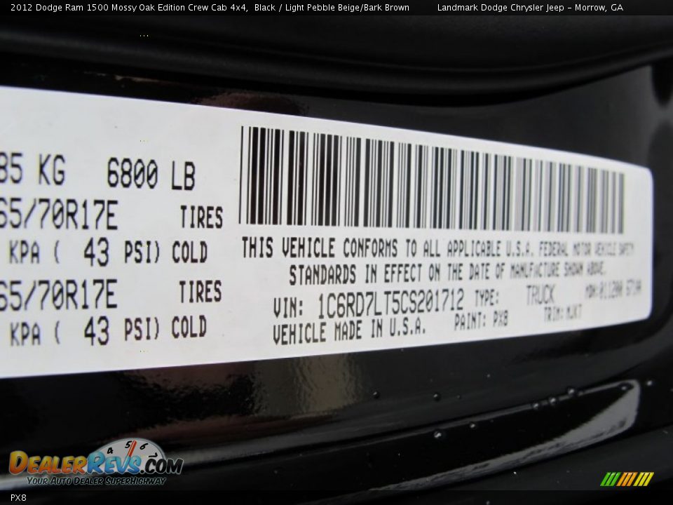 Dodge Color Code PX8 Black