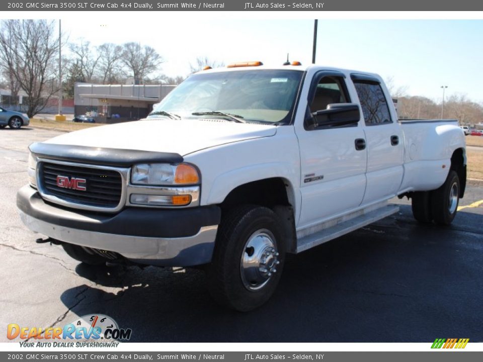 2002 GMC Sierra 3500 SLT Crew Cab 4x4 Dually Summit White / Neutral Photo #1