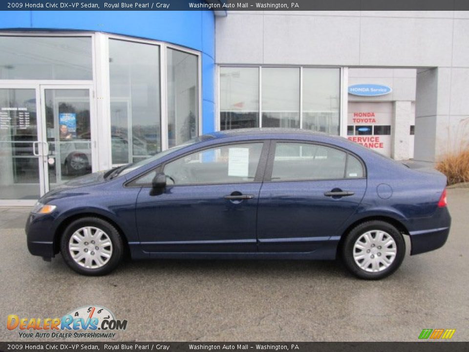 2009 Honda Civic DX-VP Sedan Royal Blue Pearl / Gray Photo #3