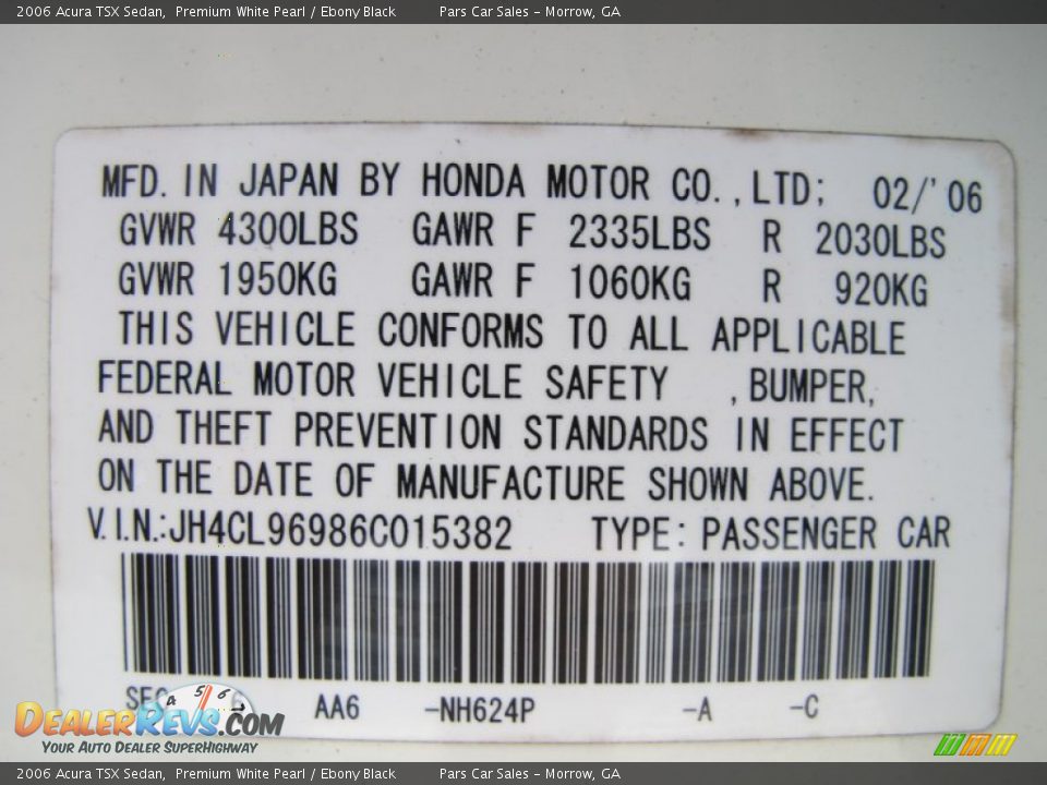 2006 Acura TSX Sedan Premium White Pearl / Ebony Black Photo #16