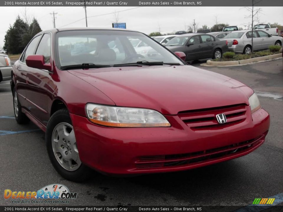 2001 Honda Accord EX V6 Sedan Firepepper Red Pearl / Quartz Gray Photo #4